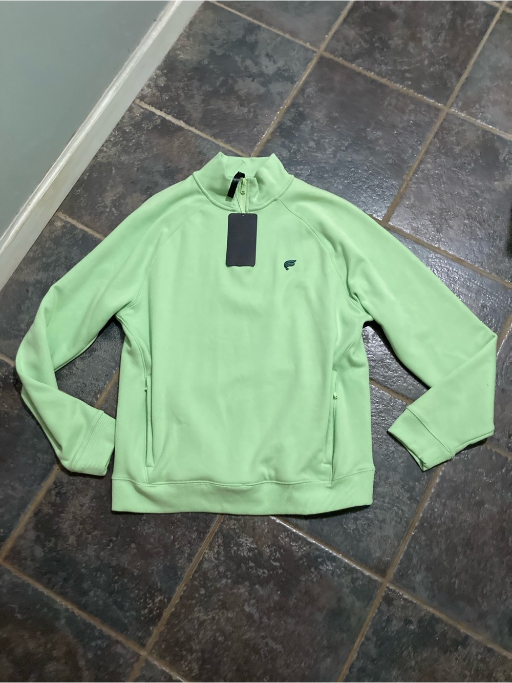 Fabletics The Go-To 1/4 Zip Men’s Mint Green Top Size M